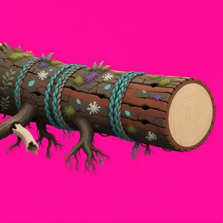 overgrown fallen log