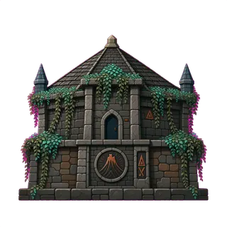 roof center, overgrown