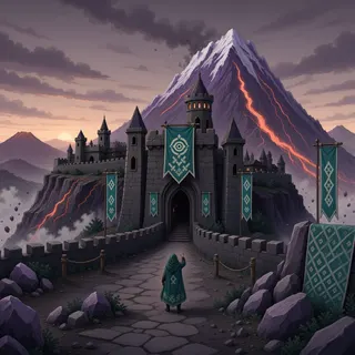 settlement entrance at dusk