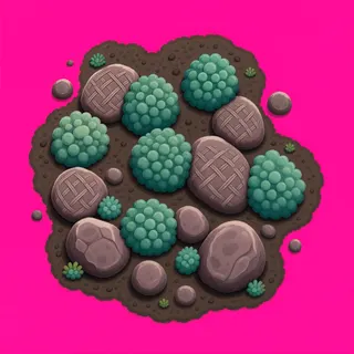 small moss patch, clustered arrangement
