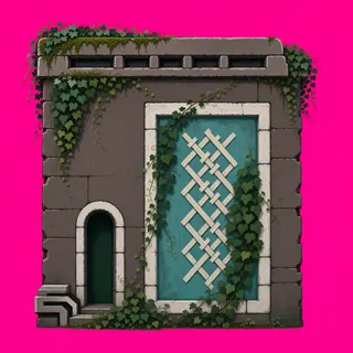 wall outer corner, overgrown
