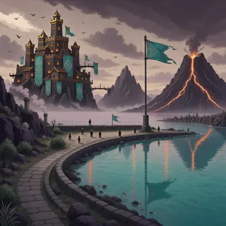 distant stronghold at dusk