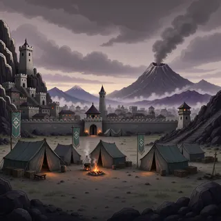 quiet camp at overcast twilight