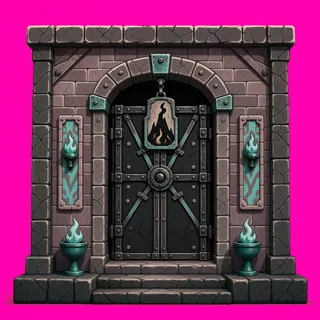 door closed, intact