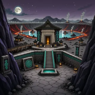 hidden shrine at moonlit night