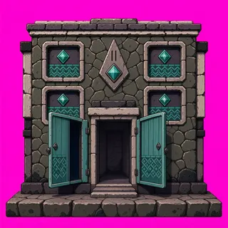 door open, weathered