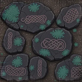 lichen-speckled obsidian grit