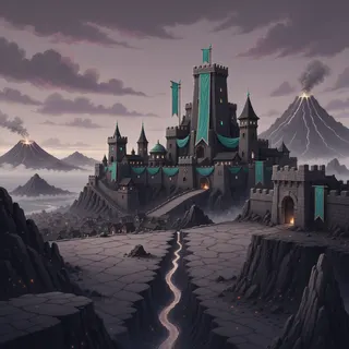 distant stronghold at overcast twilight