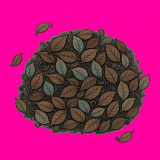dry leaves, clustered arrangement