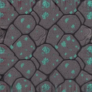 lichen-speckled rough stone floor
