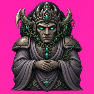 overgrown statue