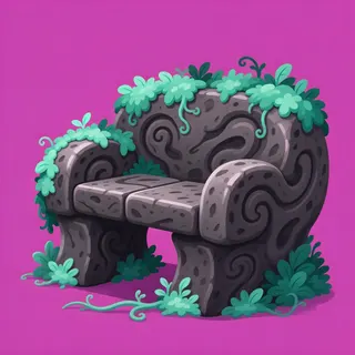 overgrown bench