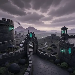 border overlook at overcast twilight