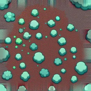 lichen-speckled red gravel