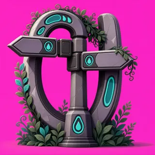 overgrown wayfinding sign without text