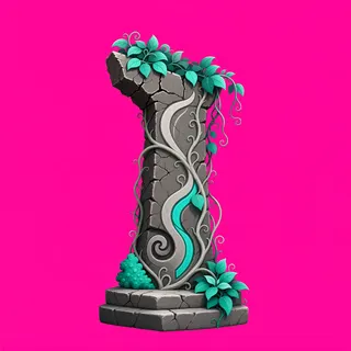 overgrown broken pillar
