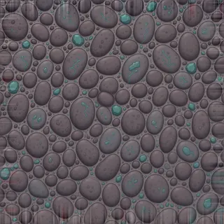 dust-covered river pebbles