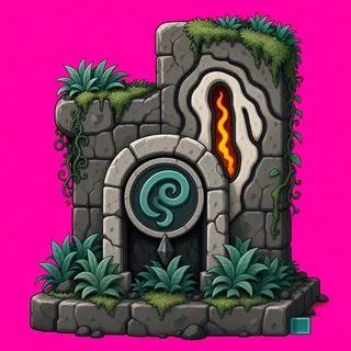 wall isolated pillar, overgrown
