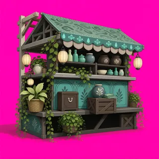 overgrown market stall