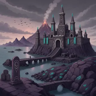 ancient landmark at overcast twilight