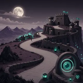 winding wilderness path at moonlit night