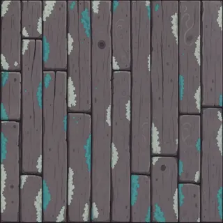 lichen-speckled weathered plank floor