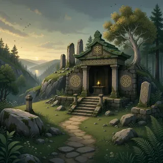 hidden shrine at dusk