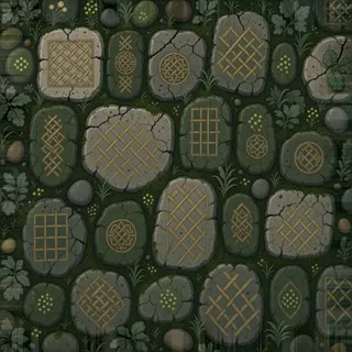 overgrown worn cobbles