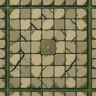 overgrown dusty tiled floor