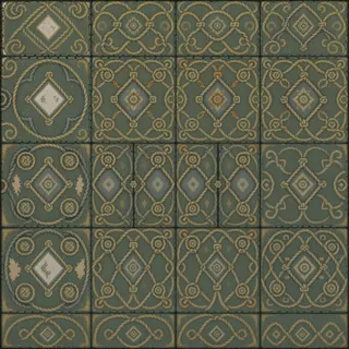dust-covered dusty tiled floor