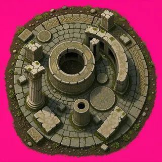 broken fragments, clustered arrangement