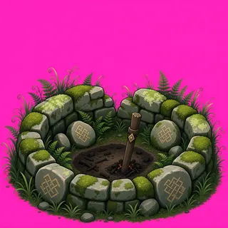 overgrown campfire ring