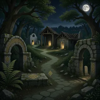 winding wilderness path at moonlit night