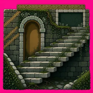 stairs upward, overgrown