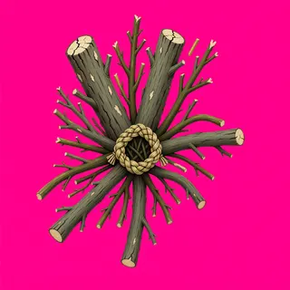 scattered twigs, clustered arrangement