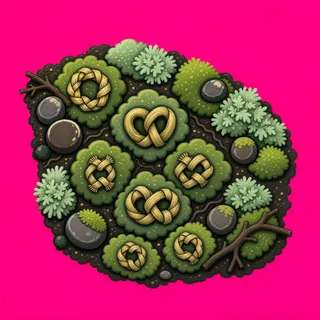 small moss patch, clustered arrangement