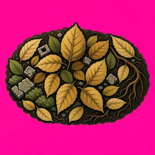 dry leaves, clustered arrangement