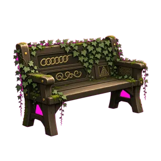 overgrown bench