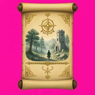 quest scroll, rare accent design