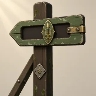 weathered wayfinding sign without text