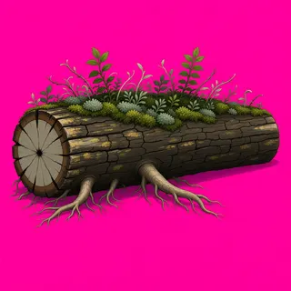 overgrown fallen log
