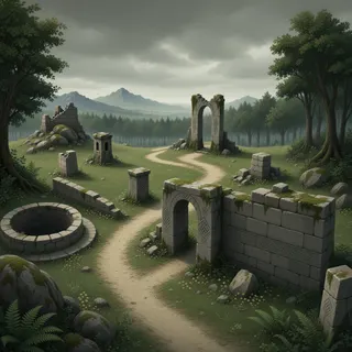winding wilderness path at stormy midday