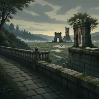 border overlook at overcast twilight