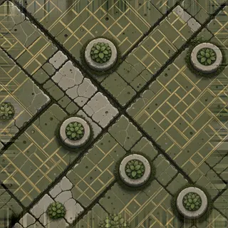 overgrown flat paving