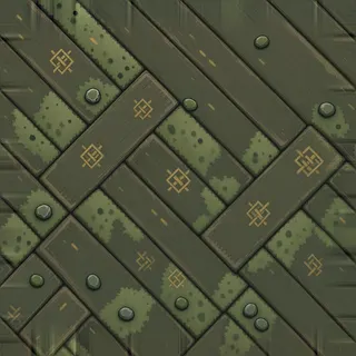 overgrown weathered plank floor