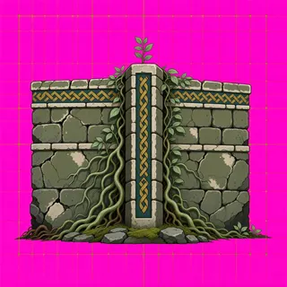 wall outer corner, overgrown