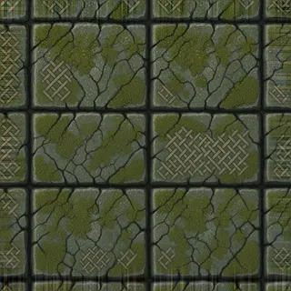 lichen-speckled rough stone floor