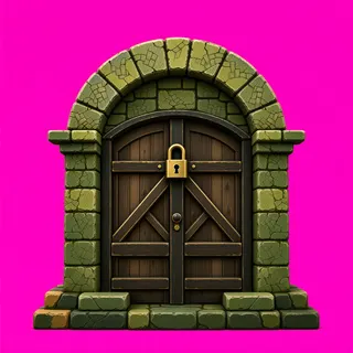 door locked, weathered