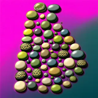 spilled pebbles, elongated arrangement