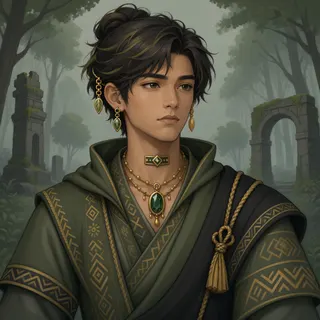 original adult merchant, calm expression